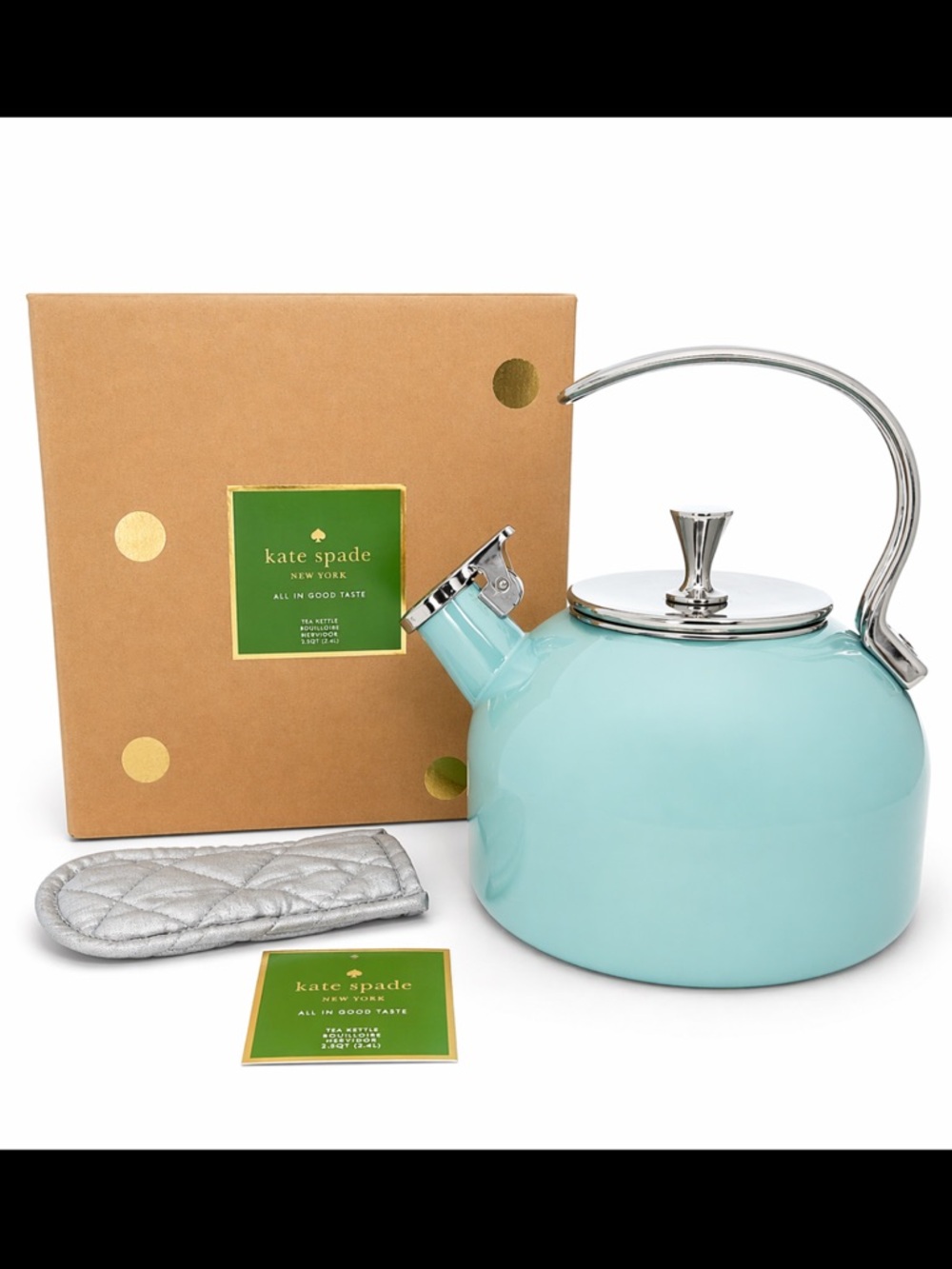 Kate Spade Lenox Turquoise Tea Kettle Whistle While You Work In Good Taste Boxed